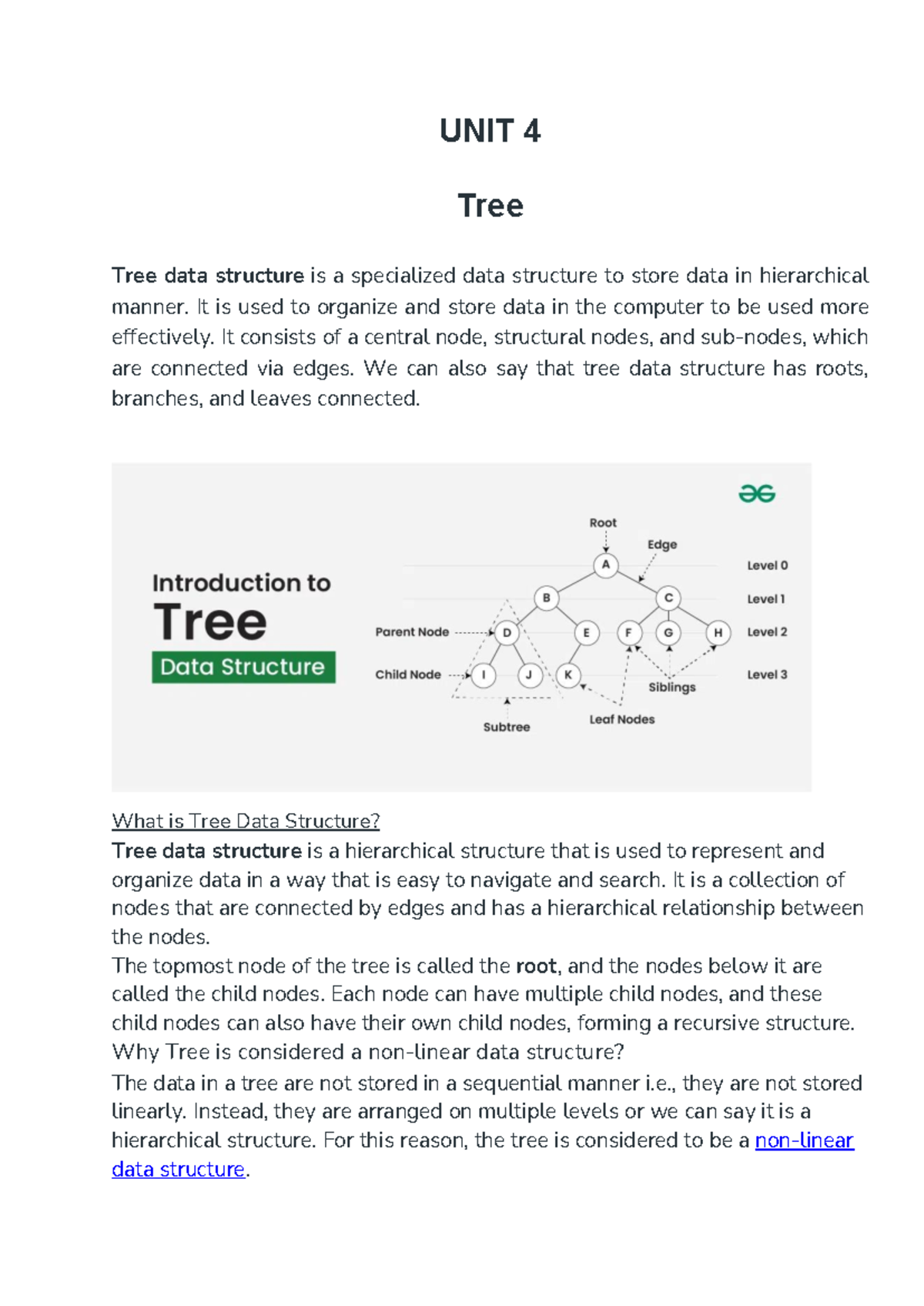 Tree - Data structure using c - UNIT 4 Tree Tree data structure is a ...