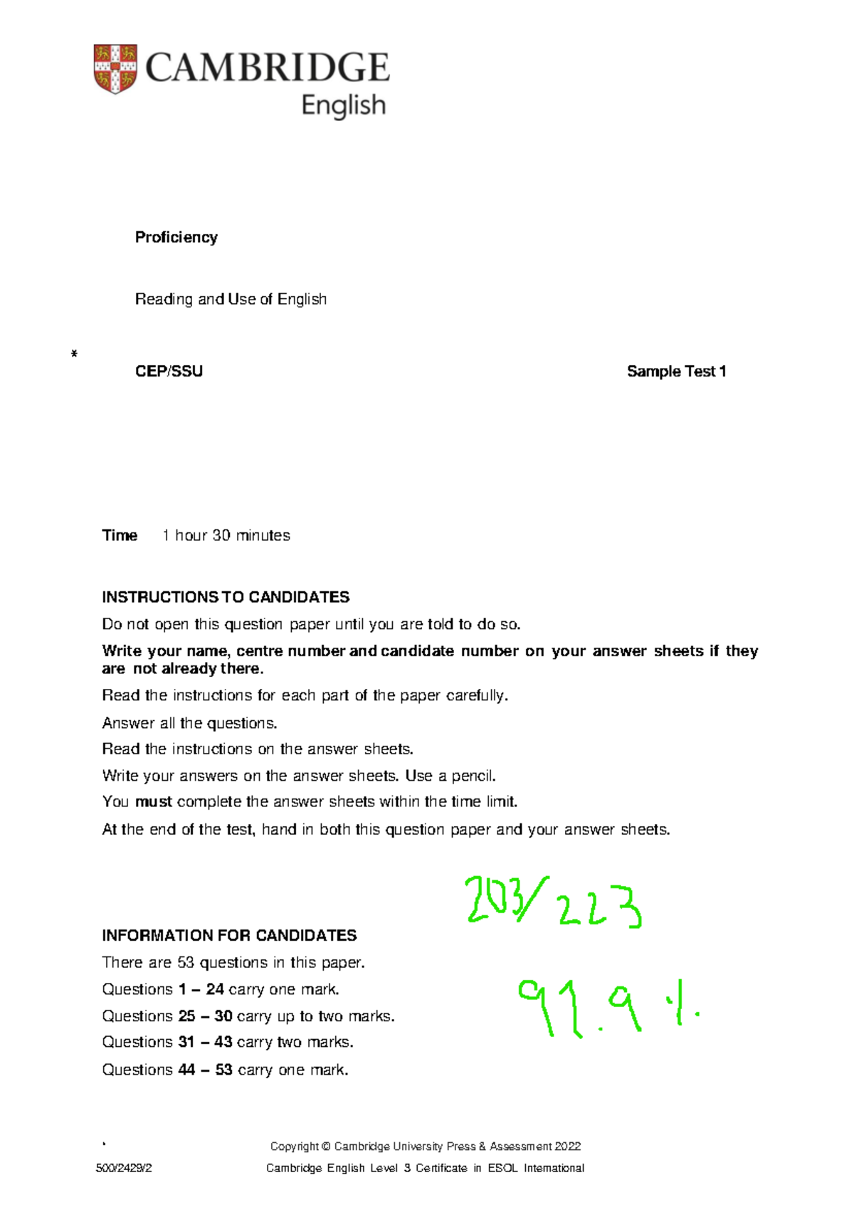 C2 Proficiency sample paper 1 reading - Proficiency Reading and Use of ...