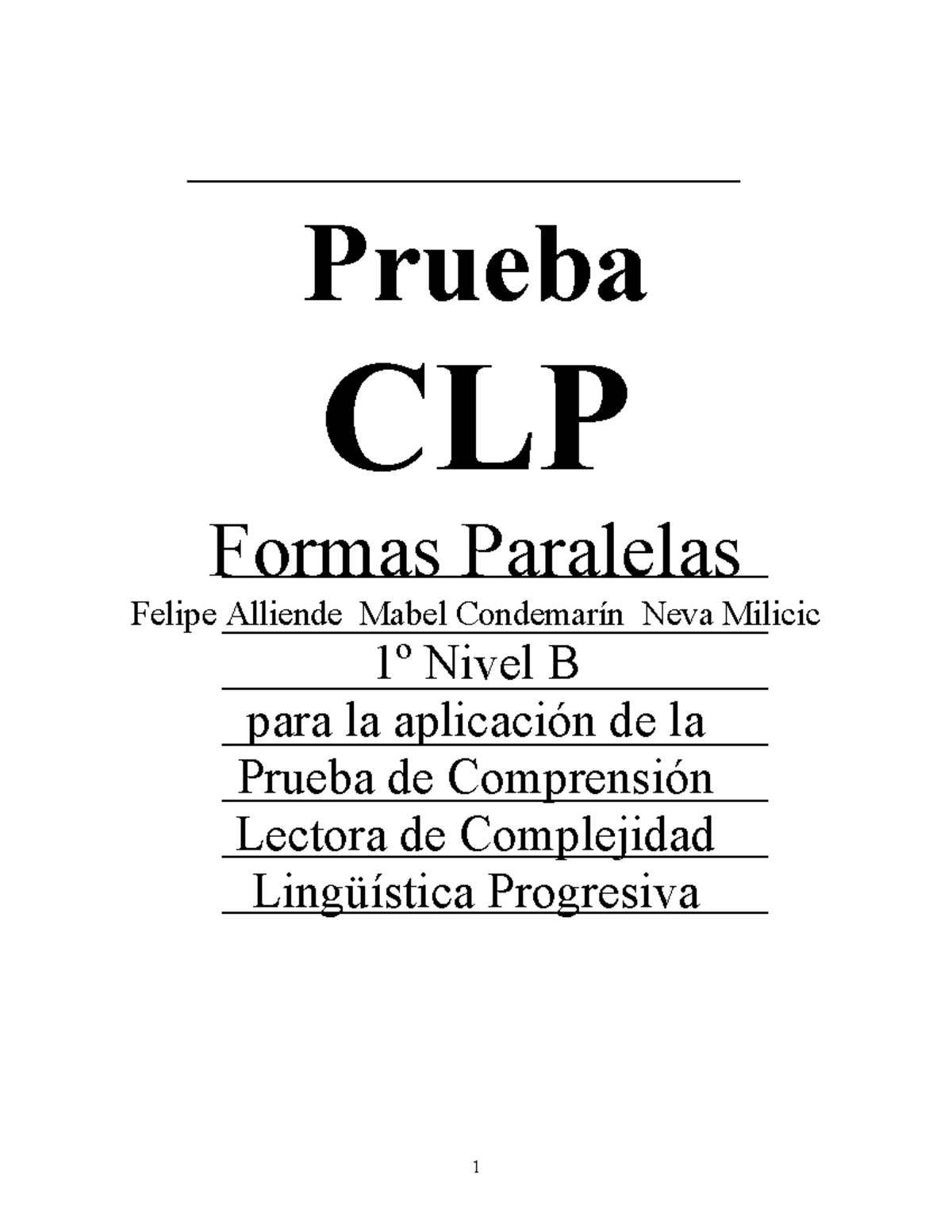 Protocolo CLP 1 B - Prueba CLP Formas Paralelas Felipe Alliende Mabel ...