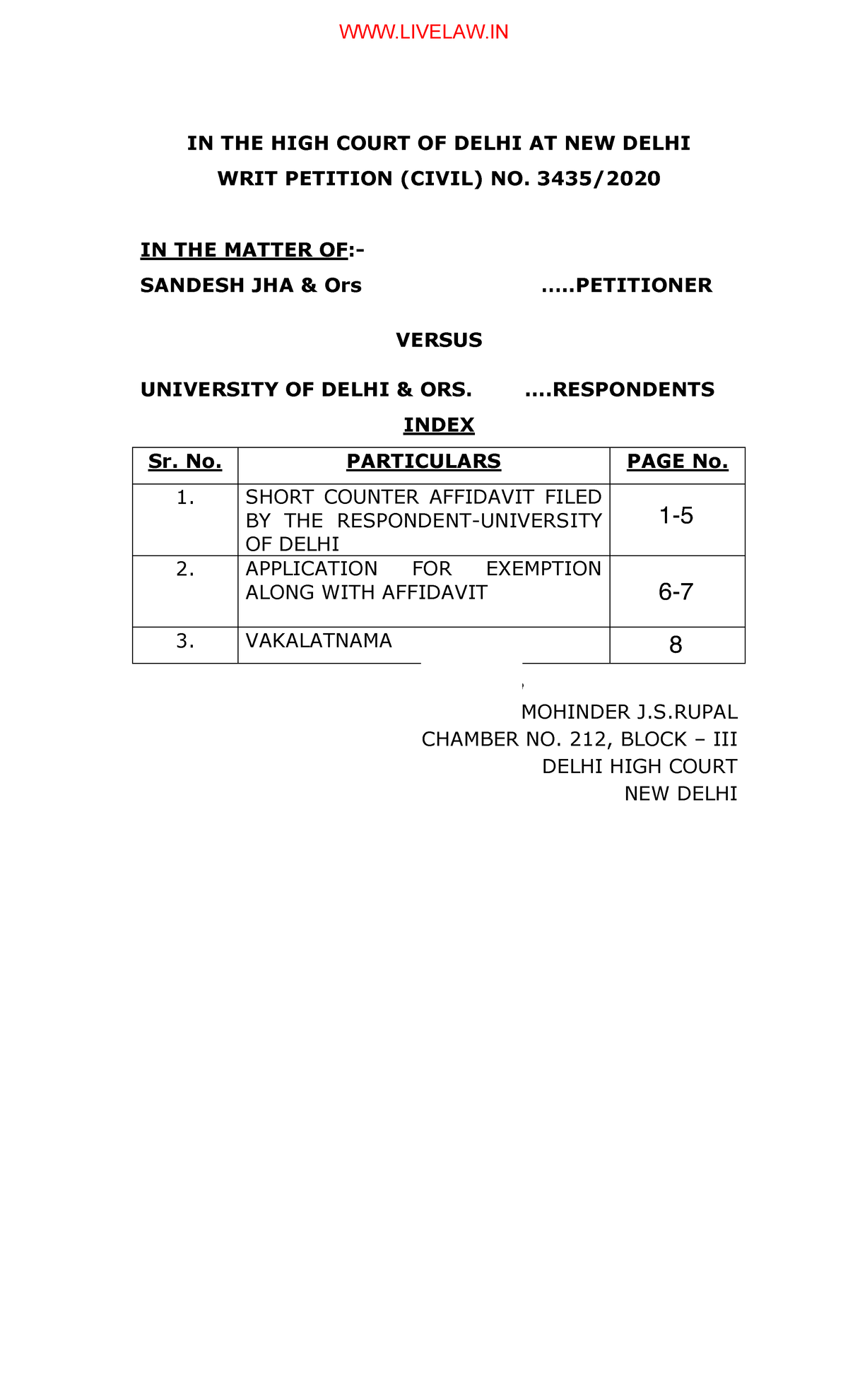Writ petition - IN THE HIGH COURT OF DELHI AT NEW DELHI WRIT PETITION ...