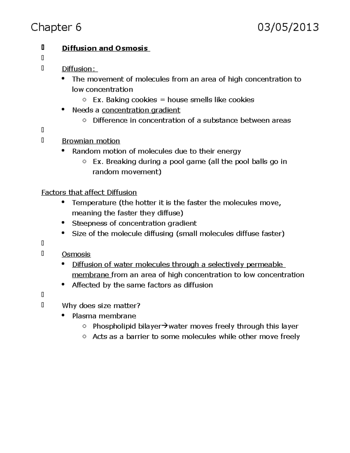 Chapter 6 - Lecture Notes 6 - Chapter 6 03/05/2013 Diffusion And ...