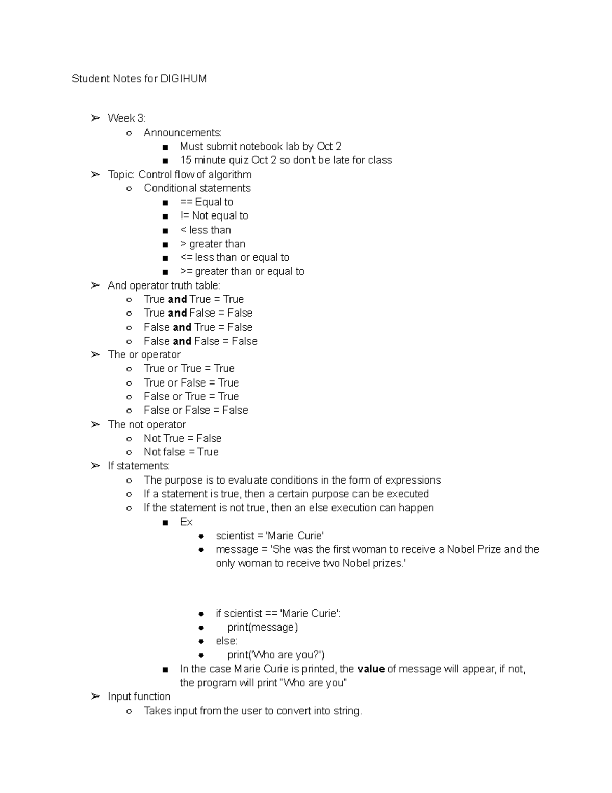 Week 3 lecture notes - Student Notes for DIGIHUM Week 3: Announcements ...