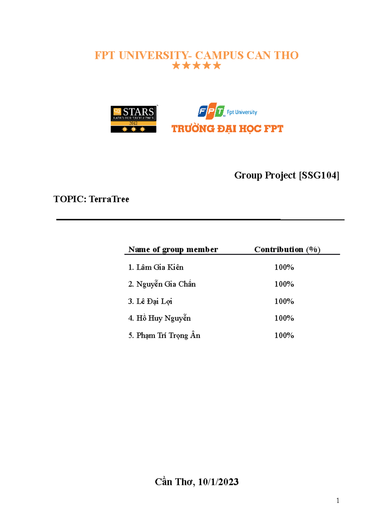 SE1801 Project Proposal G2 - FPT UNIVERSITY- CAMPUS CAN THO Group ...