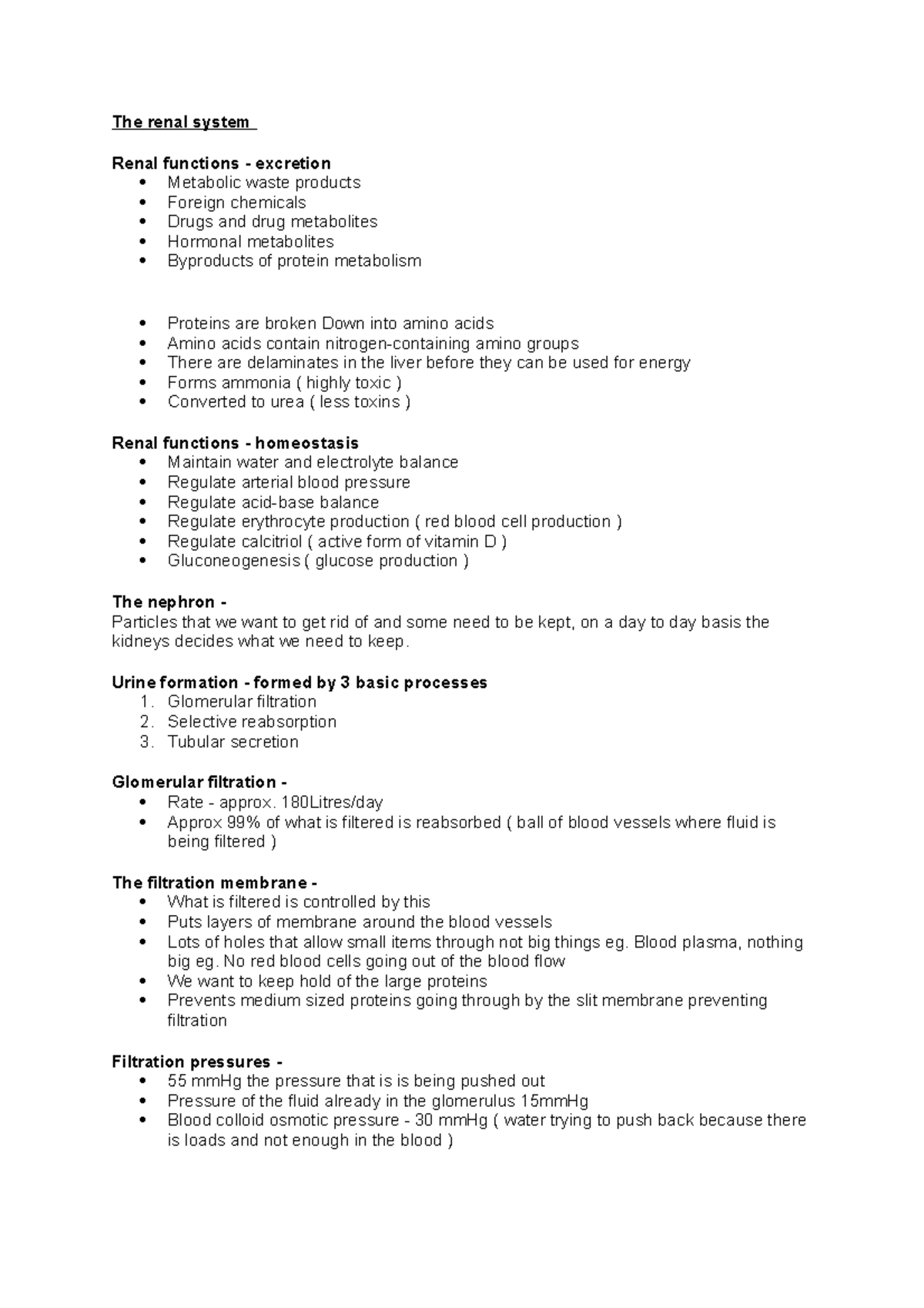The Renal System - Lecture notes 11 - The renal system Renal functions ...