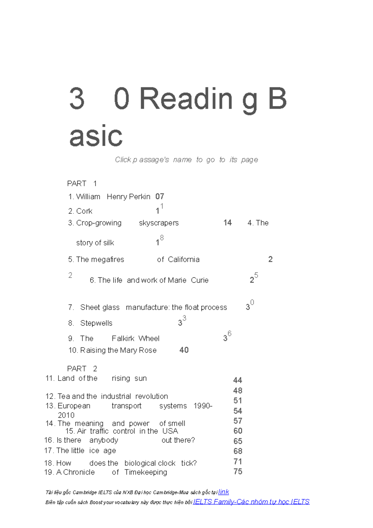 30 Reading Basic - 3 0 Readin g B asic Click p assage’s name to go to ...