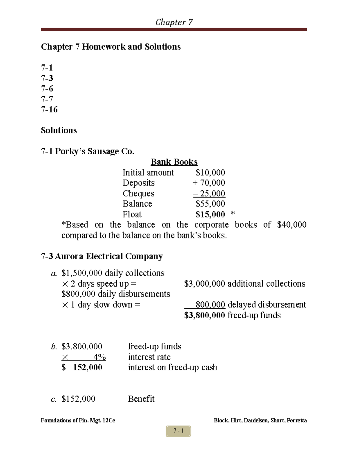 Chapter 7 Homework And Solutions B - Chapter 7 Chapter 7 Homework And ...