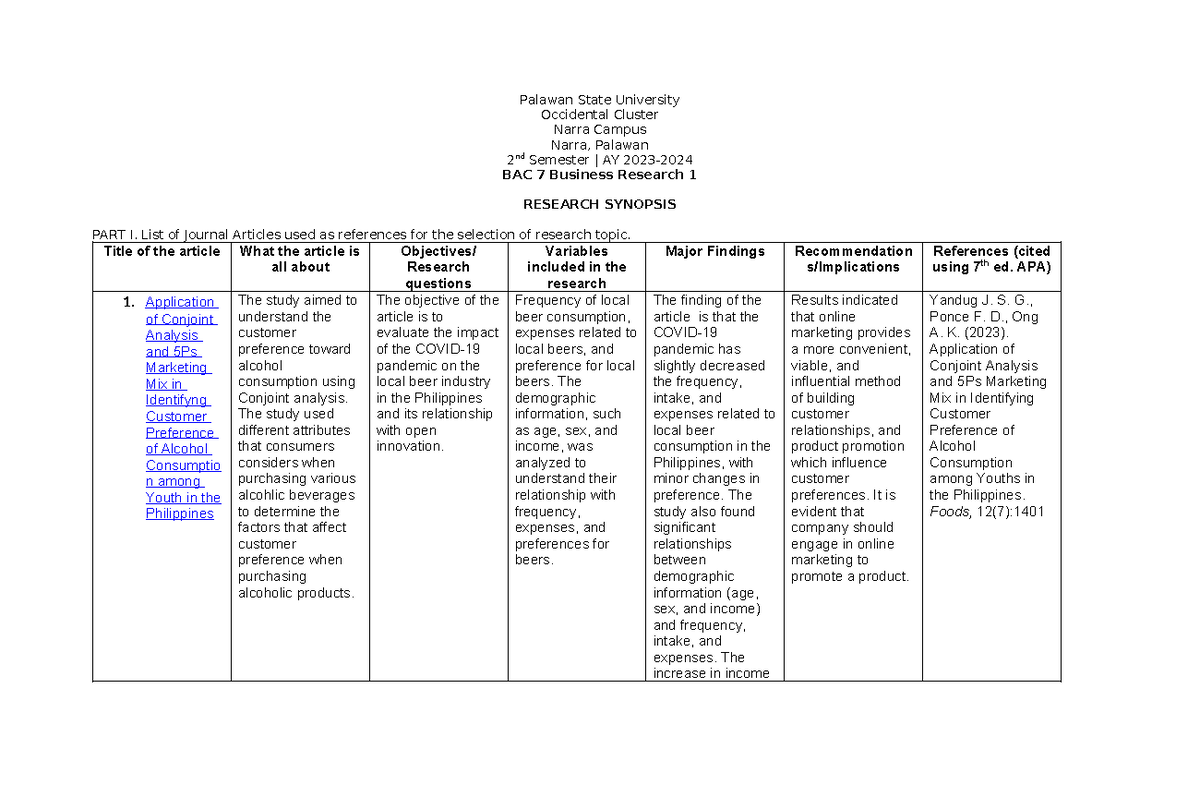 Template BAC 7 1 - Palawan State University Occidental Cluster Narra ...
