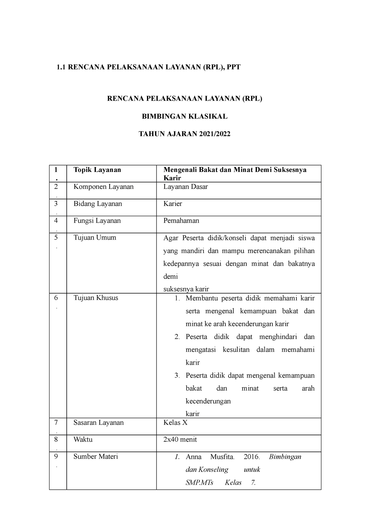 Rencana Pelaksanaan Layanan (RPL), PPT Mengenali Bakat Dan Minat Demi ...