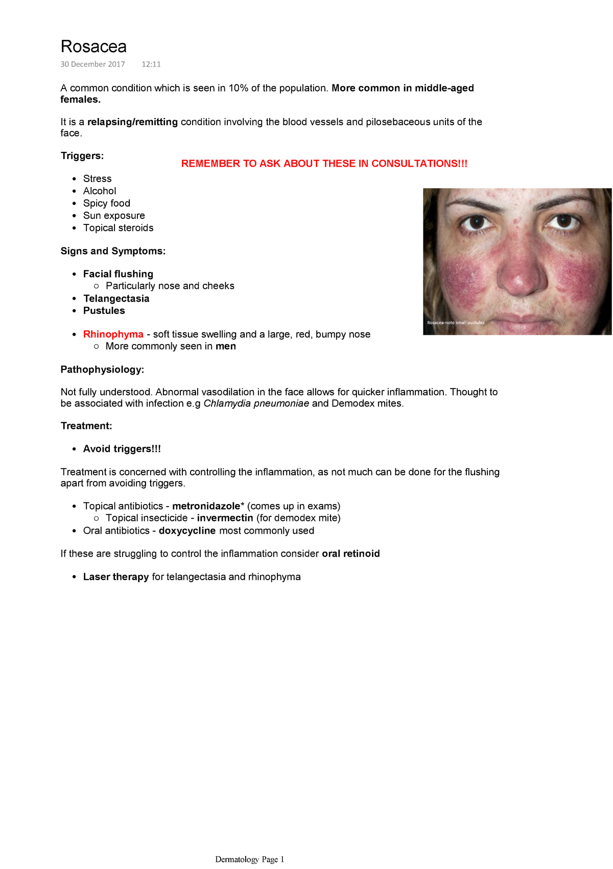 Disease summary: Rosacea - Warning: TT: undefined function: 32 Warning ...