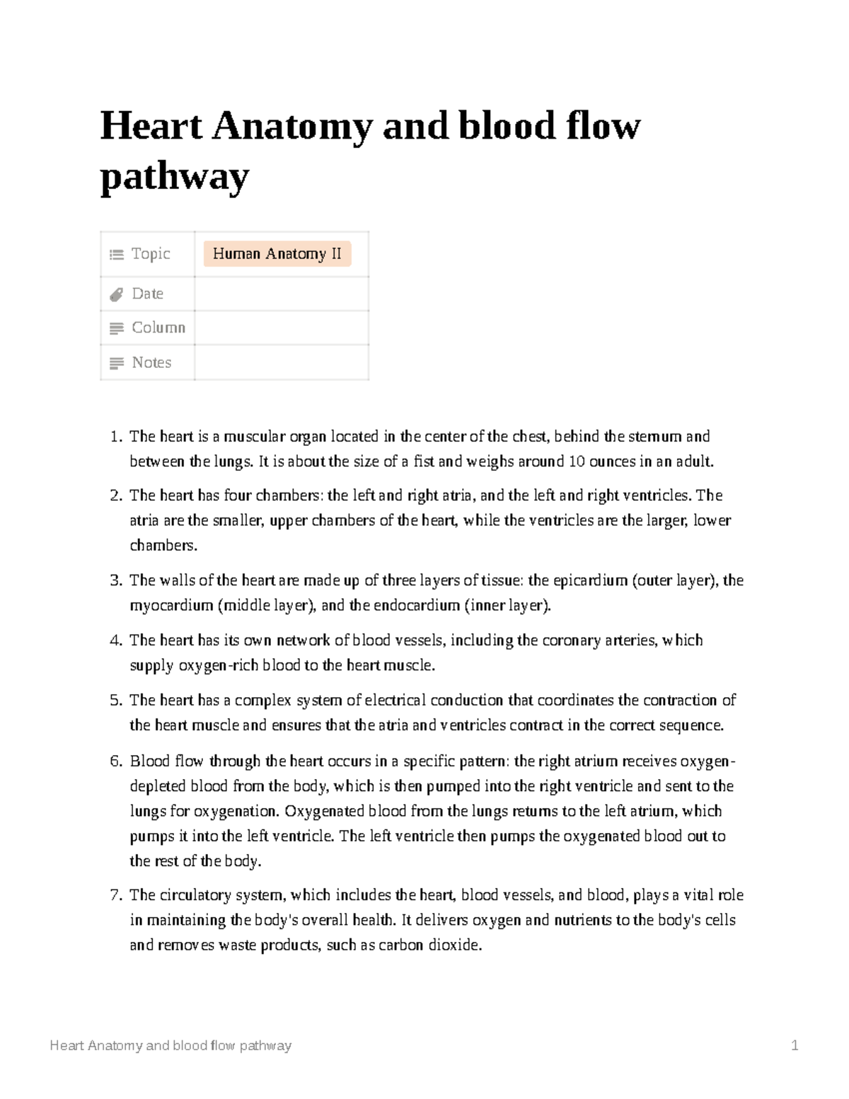 Heart Anatomy And Blood Flow Pathway Heart Anatomy And Blood Flow