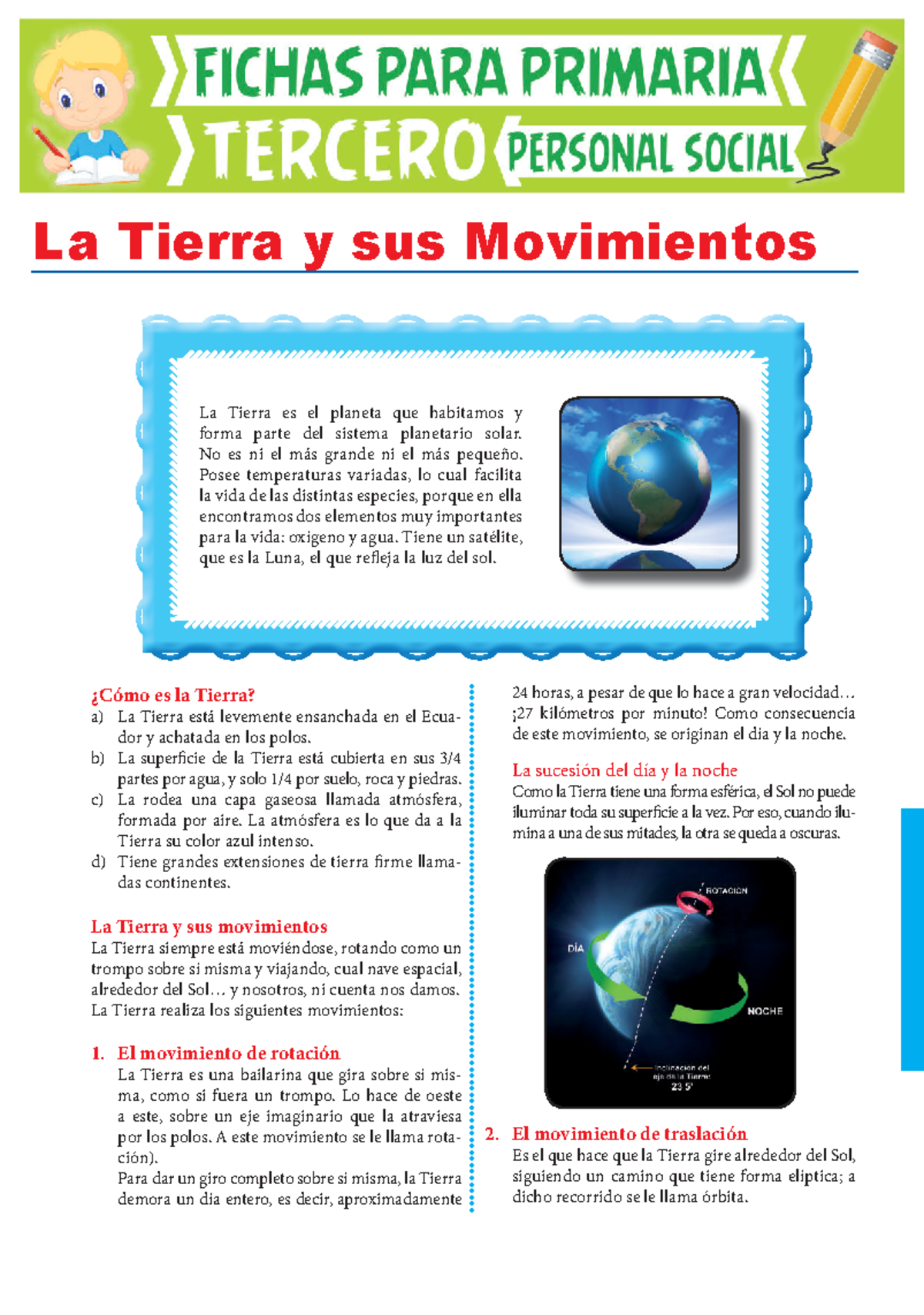 Movimientos de la Tierra para Tercer Grado de Primaria 2 - La Tierra es ...