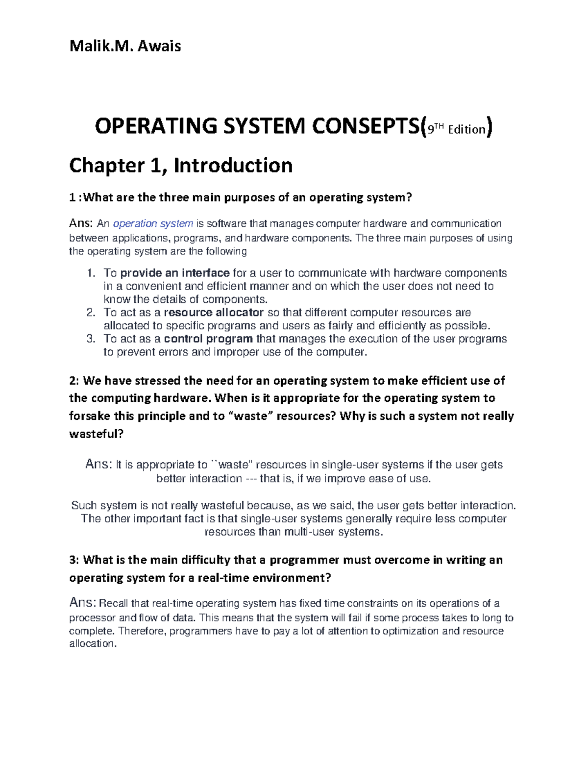 Operating System Consepts(chp #1) - OPERATING SYSTEM CONSEPTS( 9 TH ...