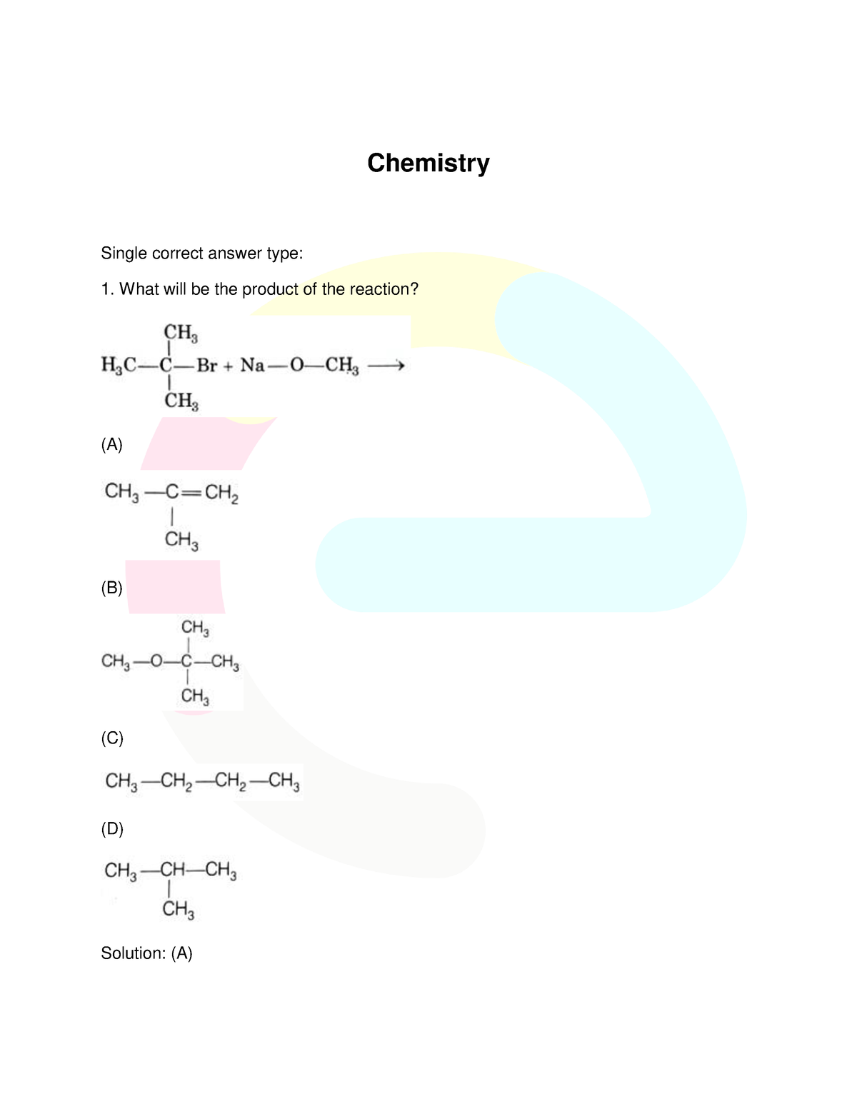 Bitsat Previous Year Question Papers 2014 - Chemistry Single correct ...