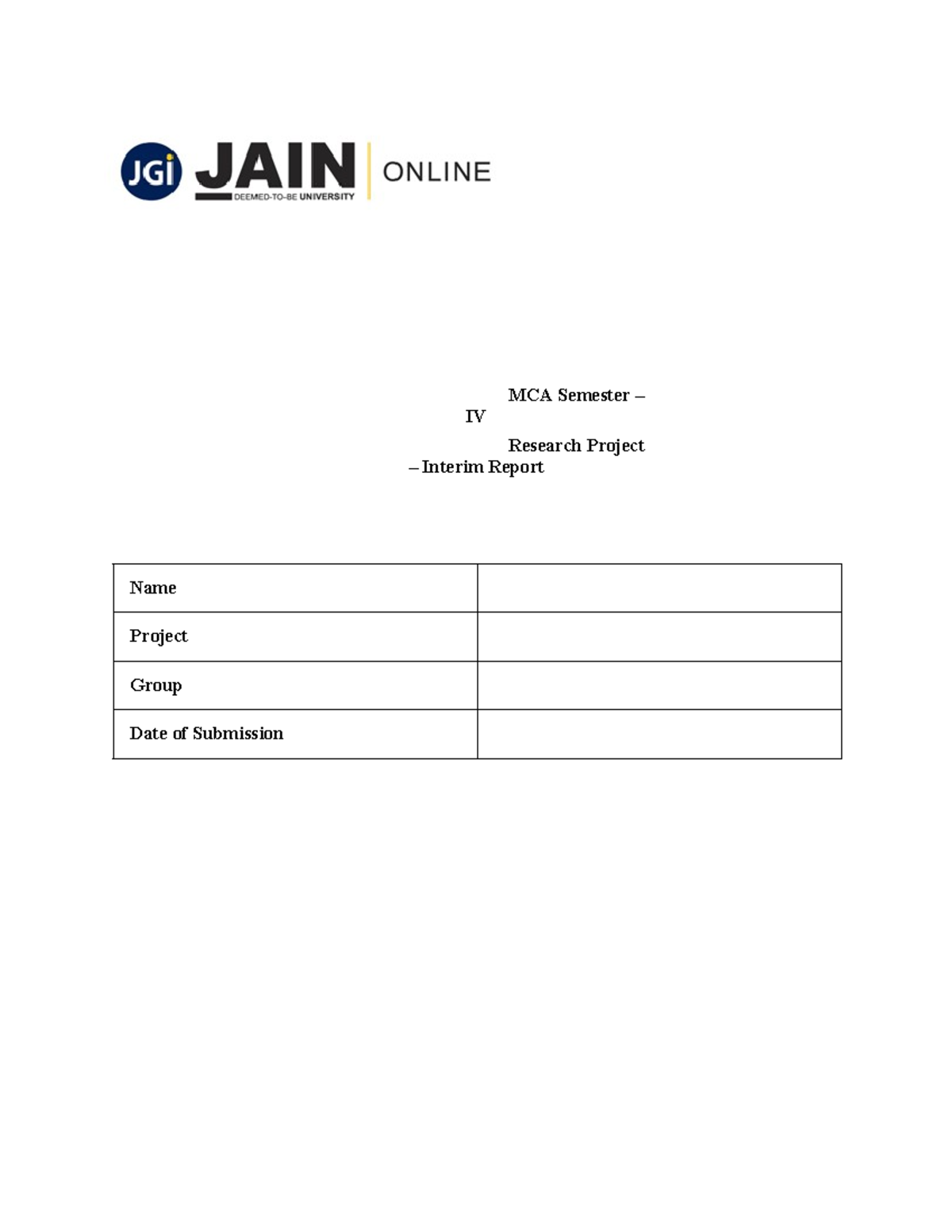 Interim+Report+Template+%281%29 - MCA Semester – IV Research Project ...