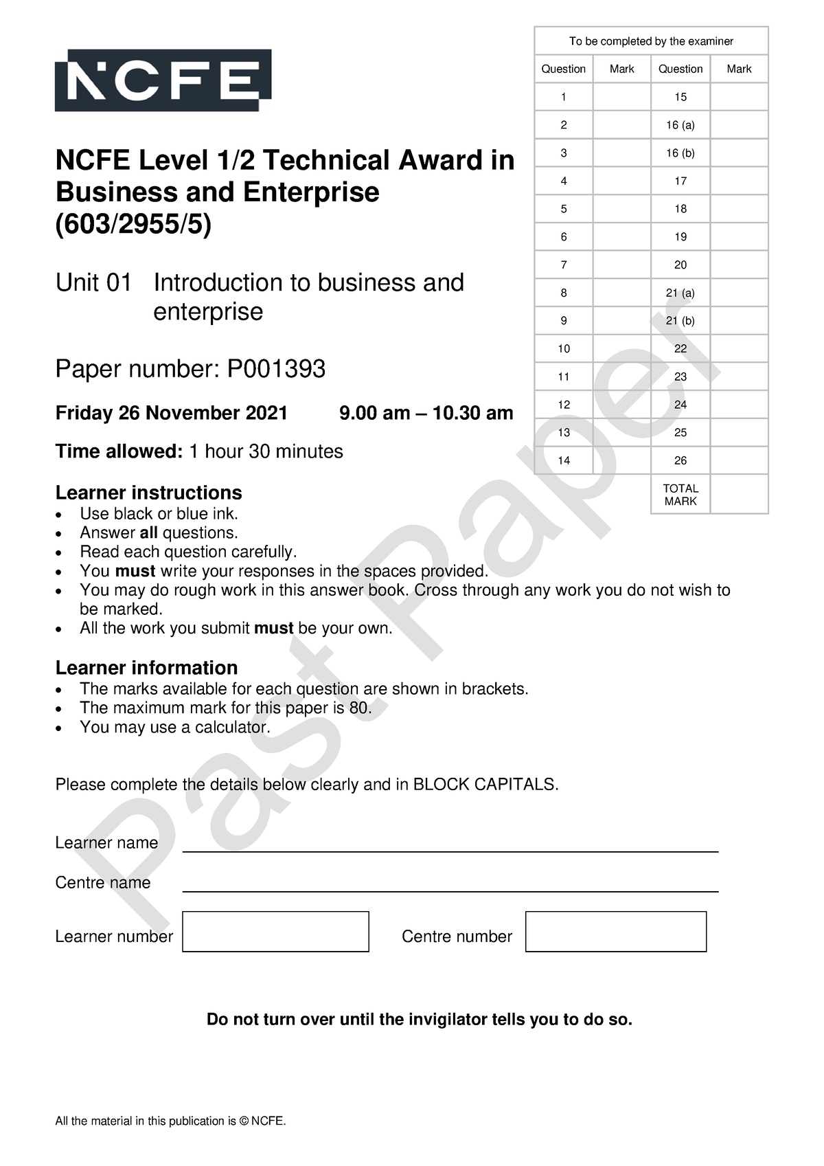 Good Revision Notes All The Material In This Publication Is © Ncfe Ncfe Level 12 Technical 2073