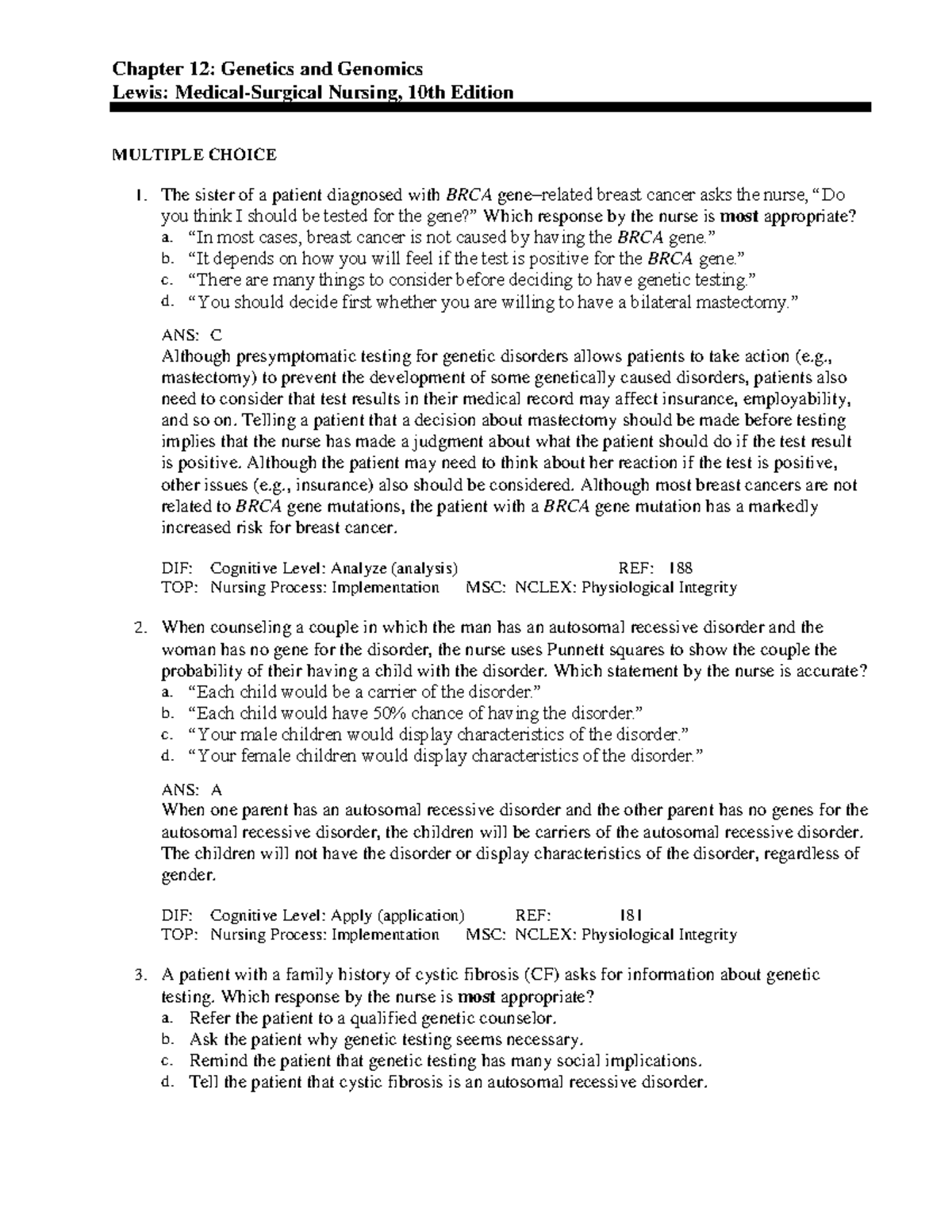 CH 12 Genetics&Genomics - Chapter 12: Genetics And Genomics Lewis ...