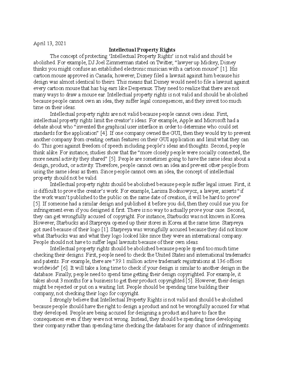 Doc17 - paper - April 13, 2021 Intellectual Property Rights The concept ...