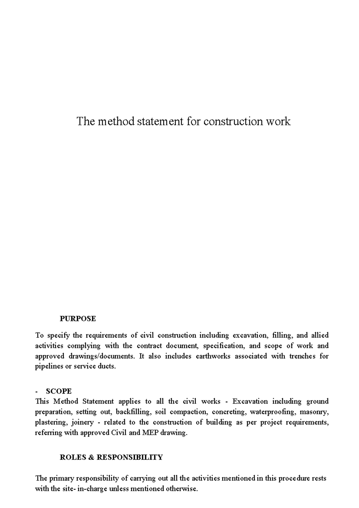 5 - Construction method for offices - The method statement for ...