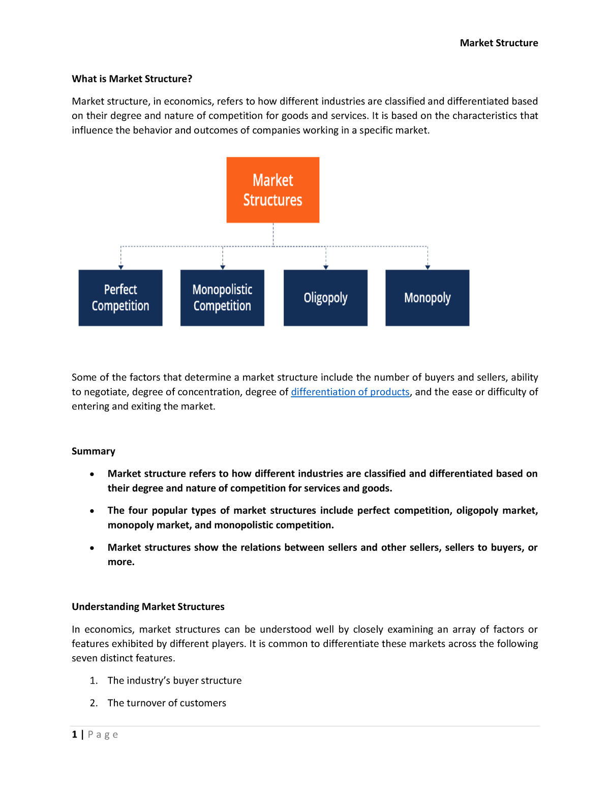 Market And Its Natures - Market Structure 1 | P A G E What Is Market ...
