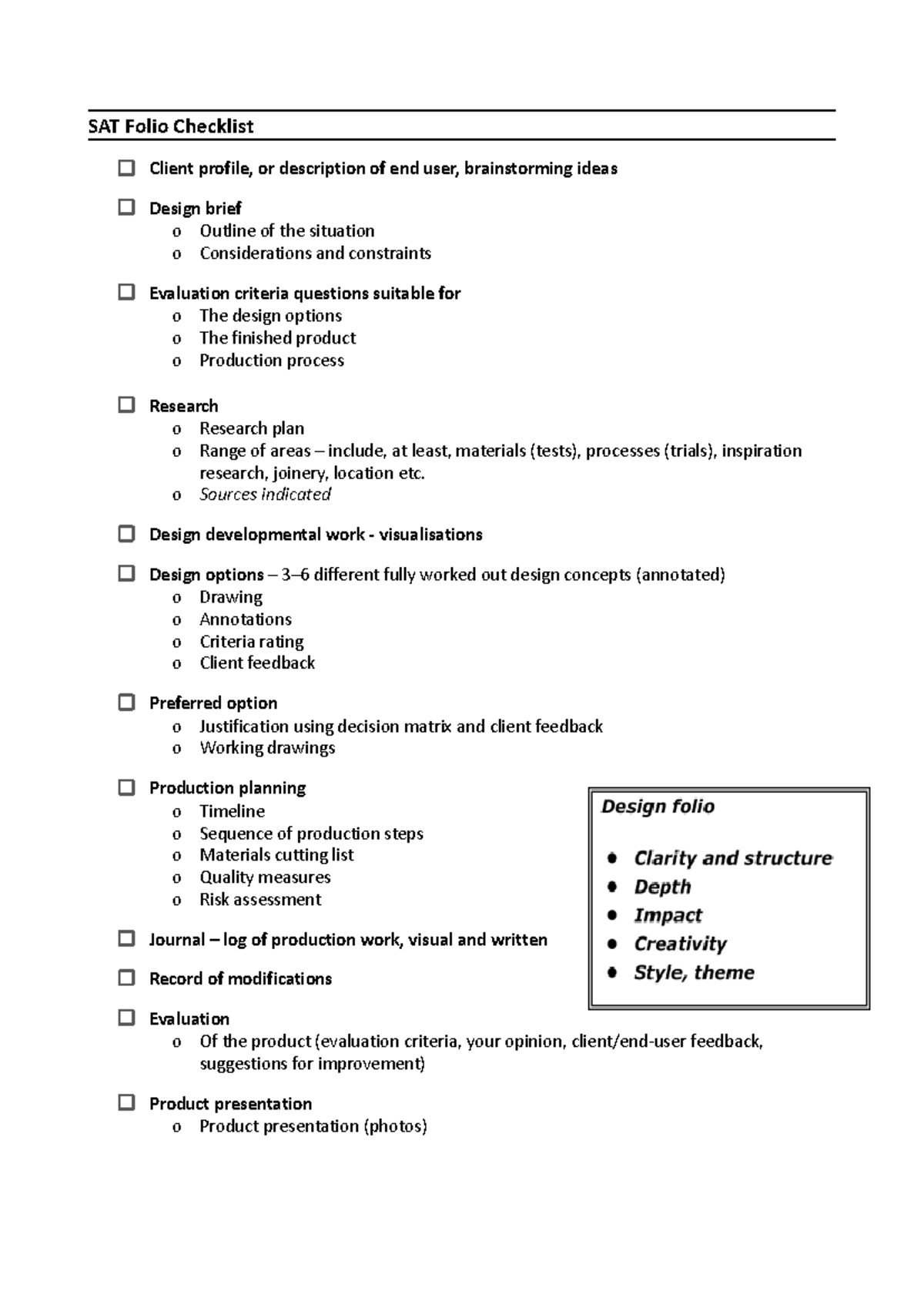 SAT Folio Checklist (2024) - SAT Folio Checklist Client profile, or ...