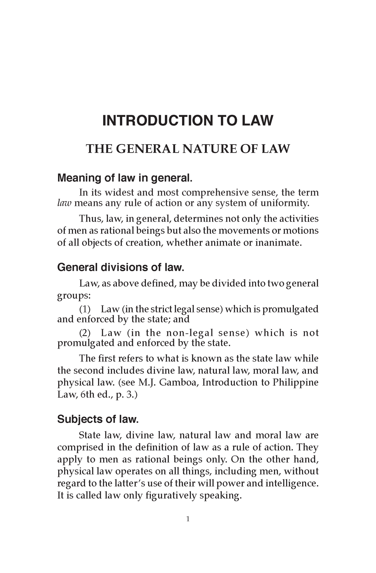 frygt nuttet loft OBLIGATION AND CON - 1 1 INTRODUCTION TO LAW THE GENERAL NATURE OF LAW  Meaning of law in general. In - StuDocu