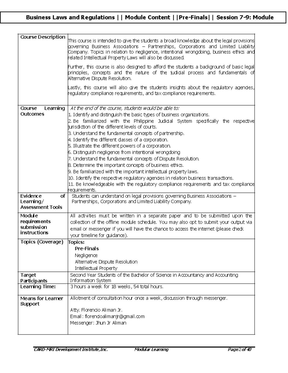 Bus - Najsjjssjsjsj - Business Laws and Regulations || Module Content ...