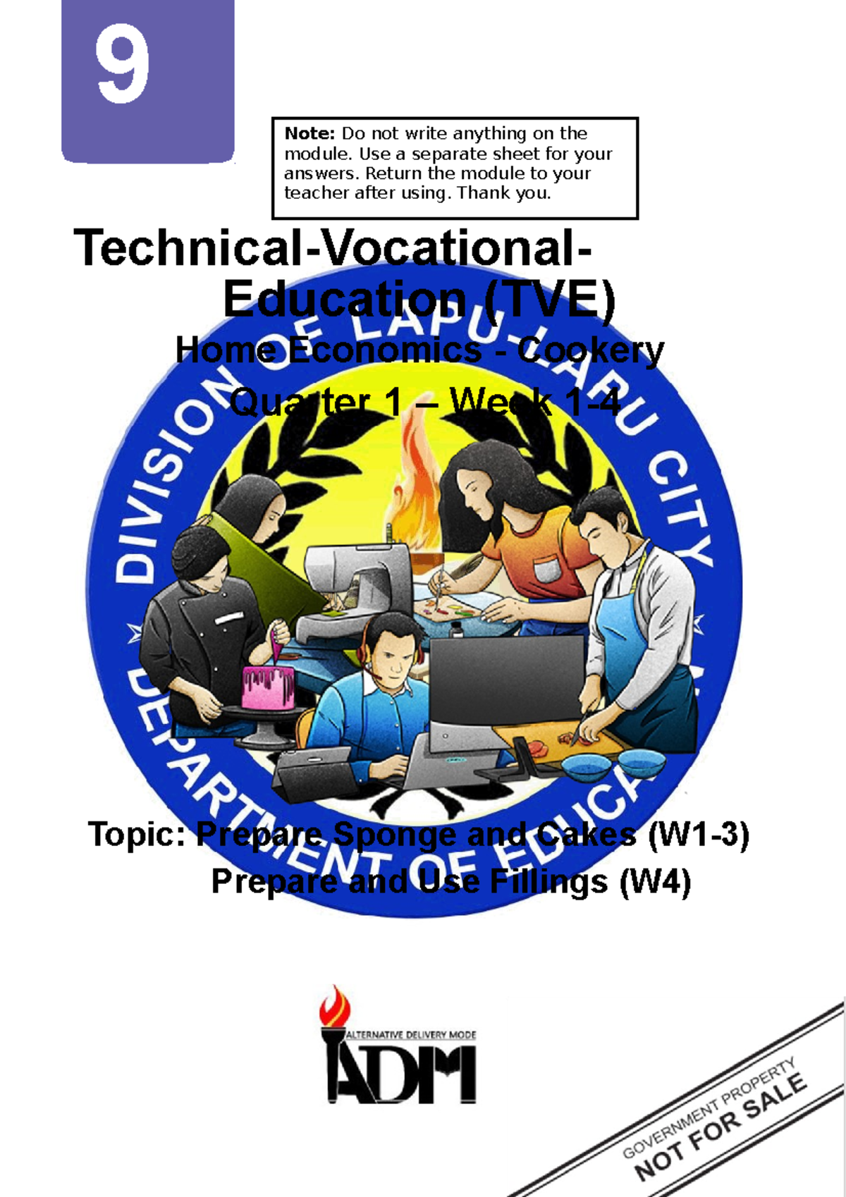 TVE-9-Cookery Home-Economics-Q1-Week-1-4-Module-1 - 9 Technical ...