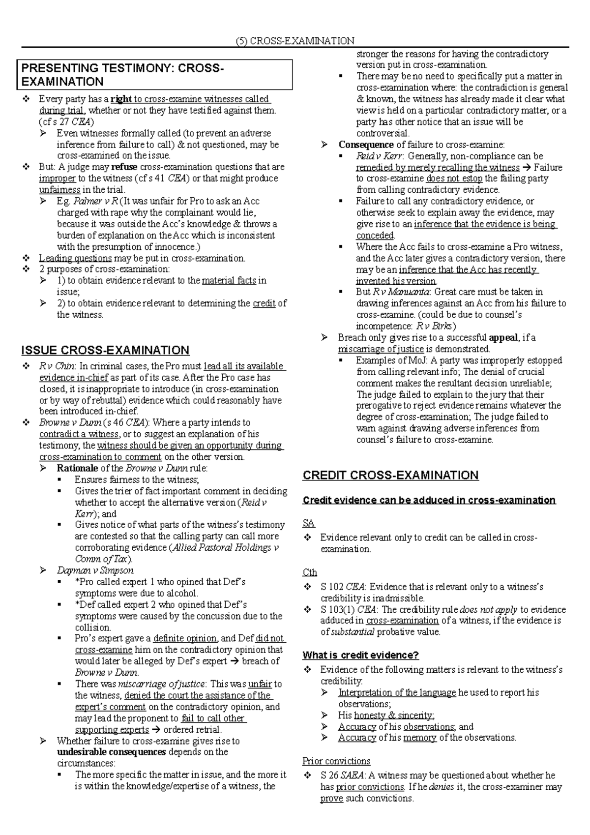 Evidence Notes 5 - Full answers to questions - PRESENTING TESTIMONY ...