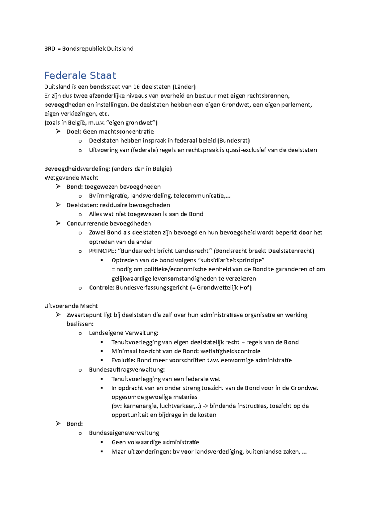 schema duitsland BRD Bondsrepubliek Duitsland Federale Staat