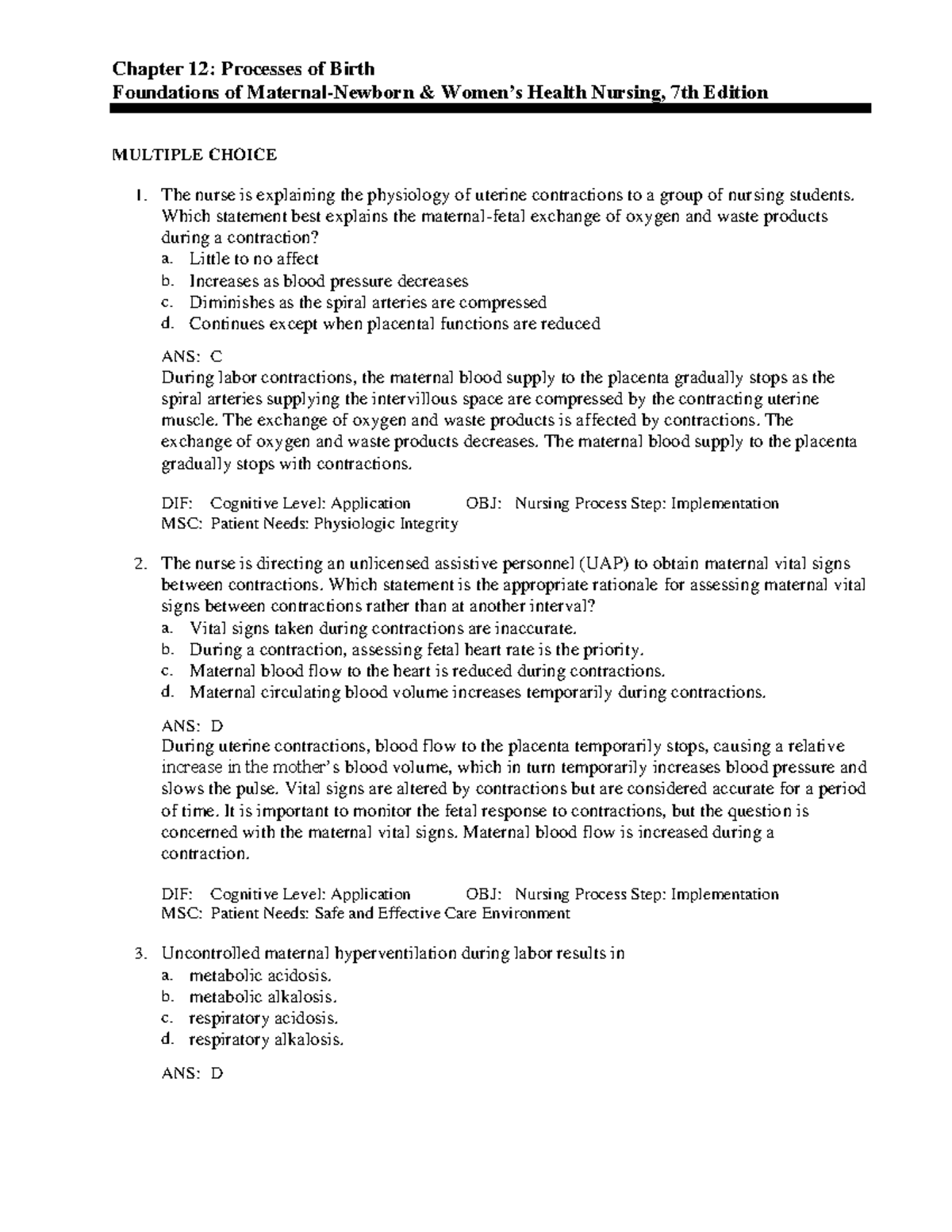 C12 - TB For Chapter 12 - Chapter 12: Processes Of Birth Foundations Of ...