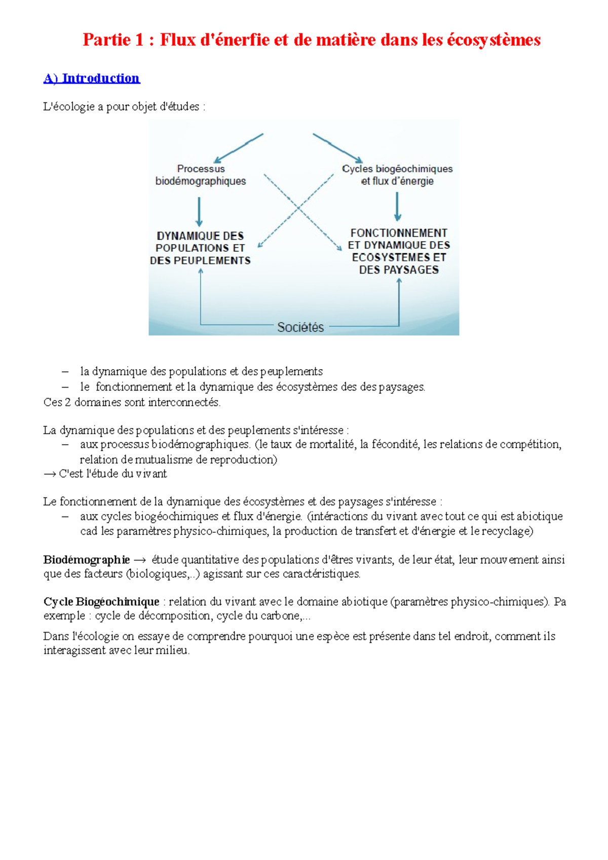 Comment Réaliser Un Schéma Fonctionnel Sur La Flux De Matieres Partie 1 - Flux d'énergie et de matière dans les écosystèmes - Partie 1 : Flux d'énerfie et de - Studocu