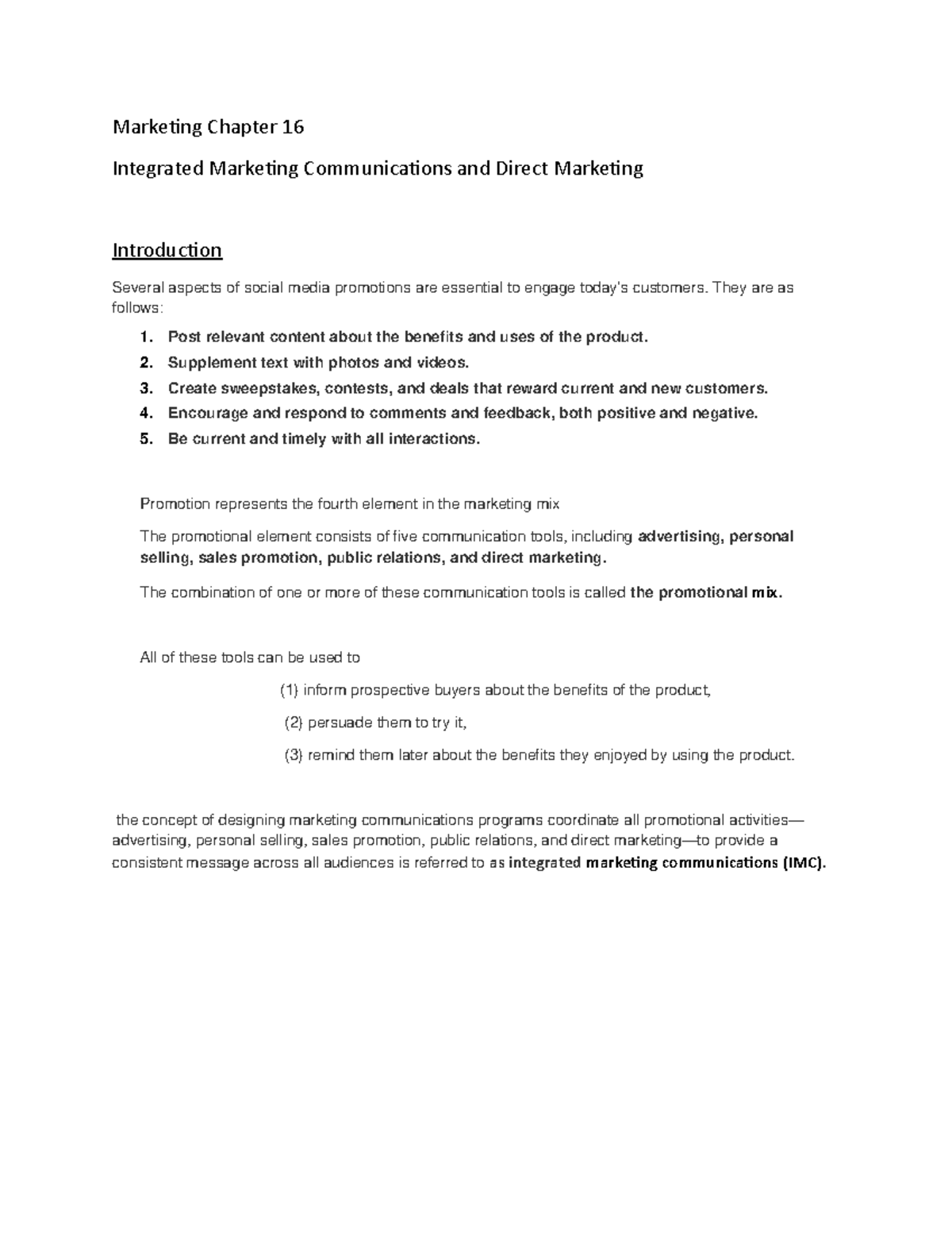 Marketing-Chapter-16 - Marketing Chapter 16 Integrated Marketing ...