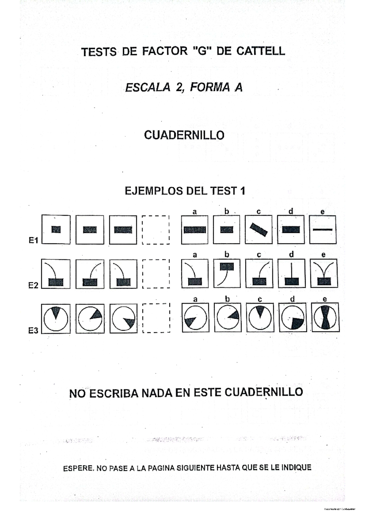 Protocolo - TEST DE CATTEL - Diagnóstico Psicologico - Studocu