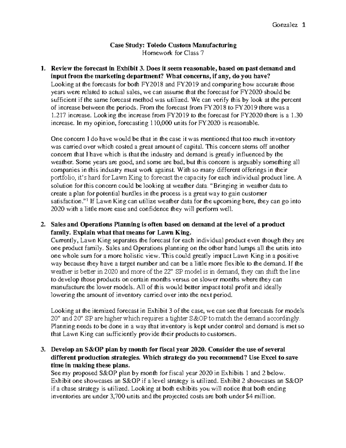 Lawn King Case Study Assignment Michael Gonzalez Gonzalez 1 Case