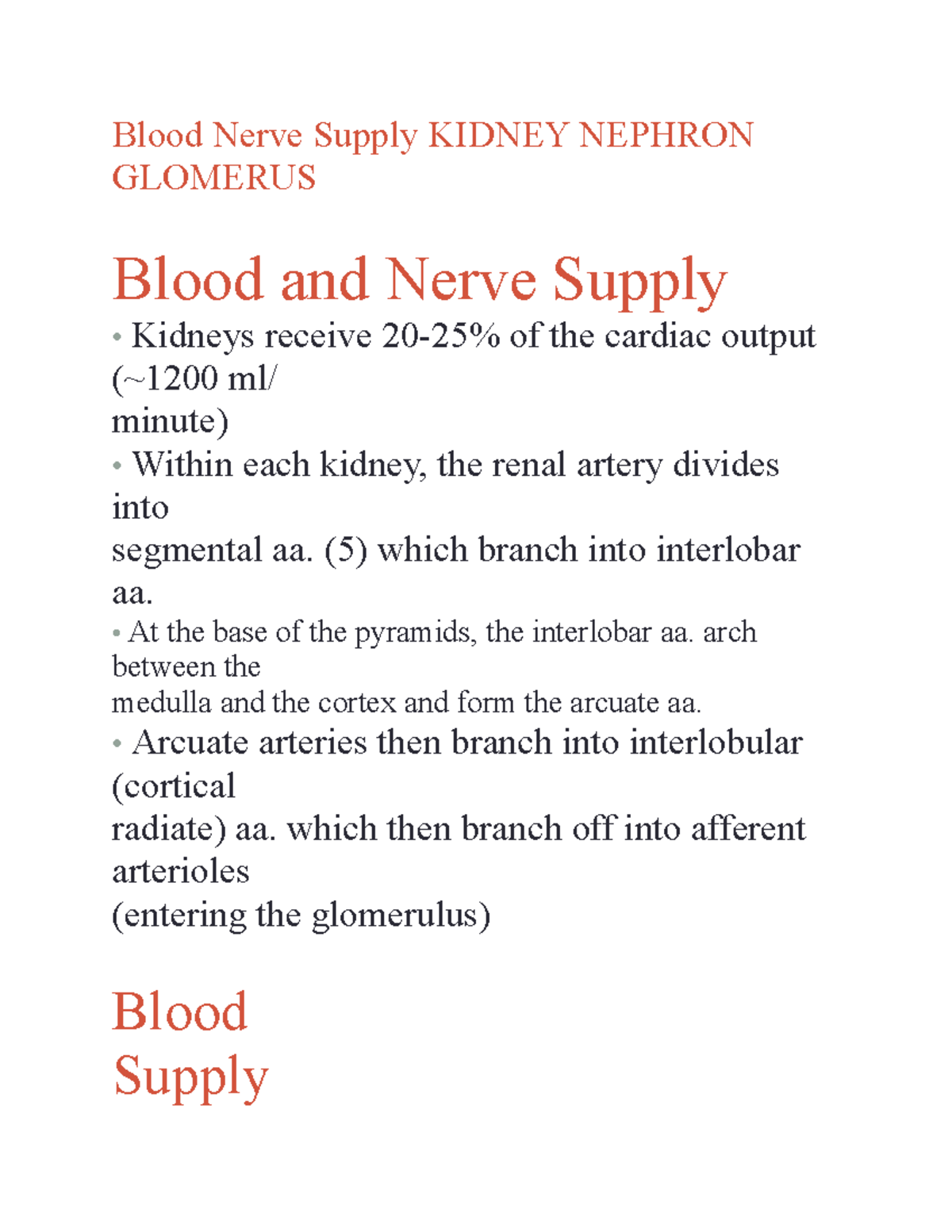 KIDN NEPH 06 KIDN NEPH 06 Blood Nerve Supply KIDNEY NEPHRON
