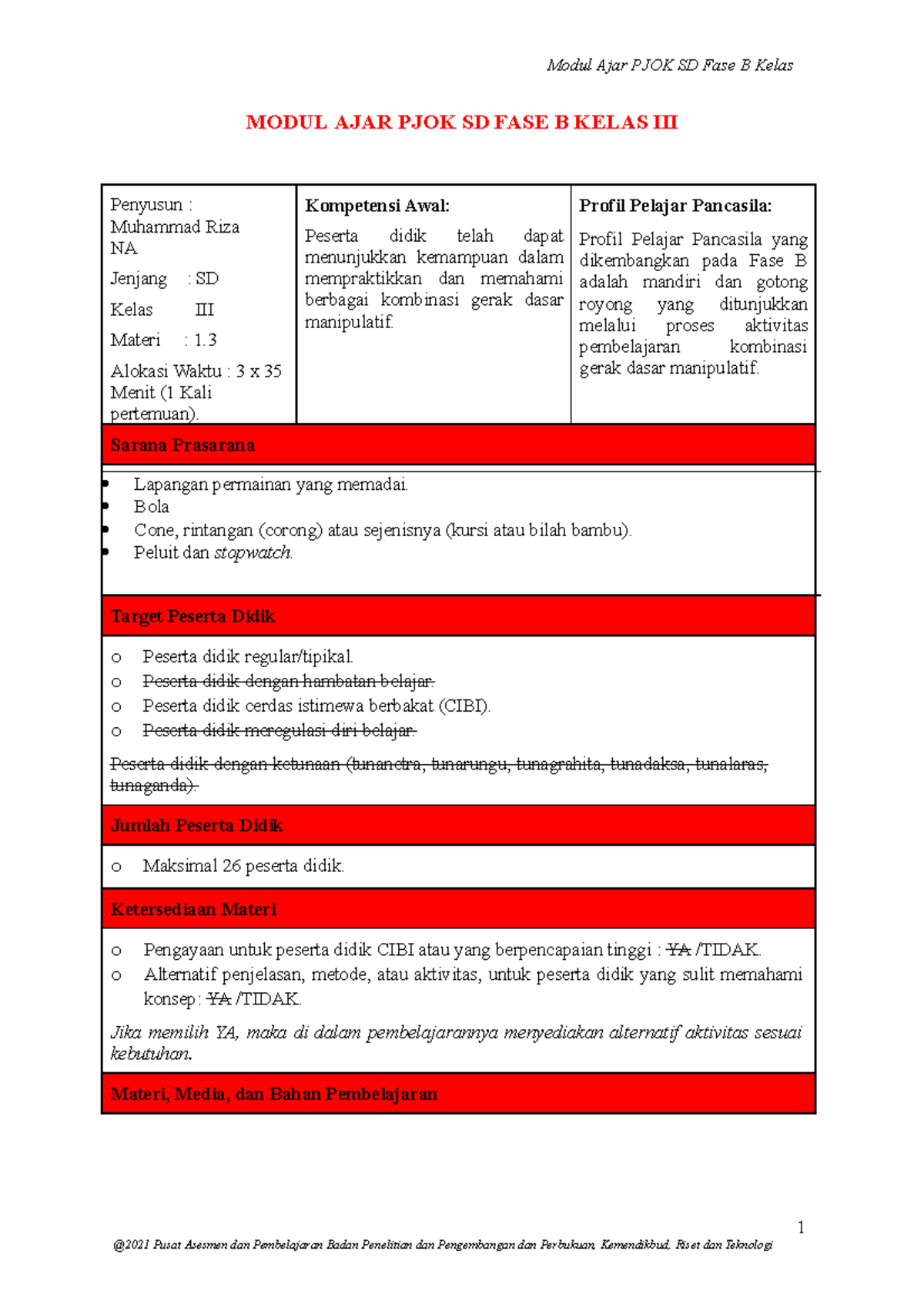 Modul Ajar Kombinasi Genak Manipulatif Kelas 3 - Modul Ajar PJOK SD ...