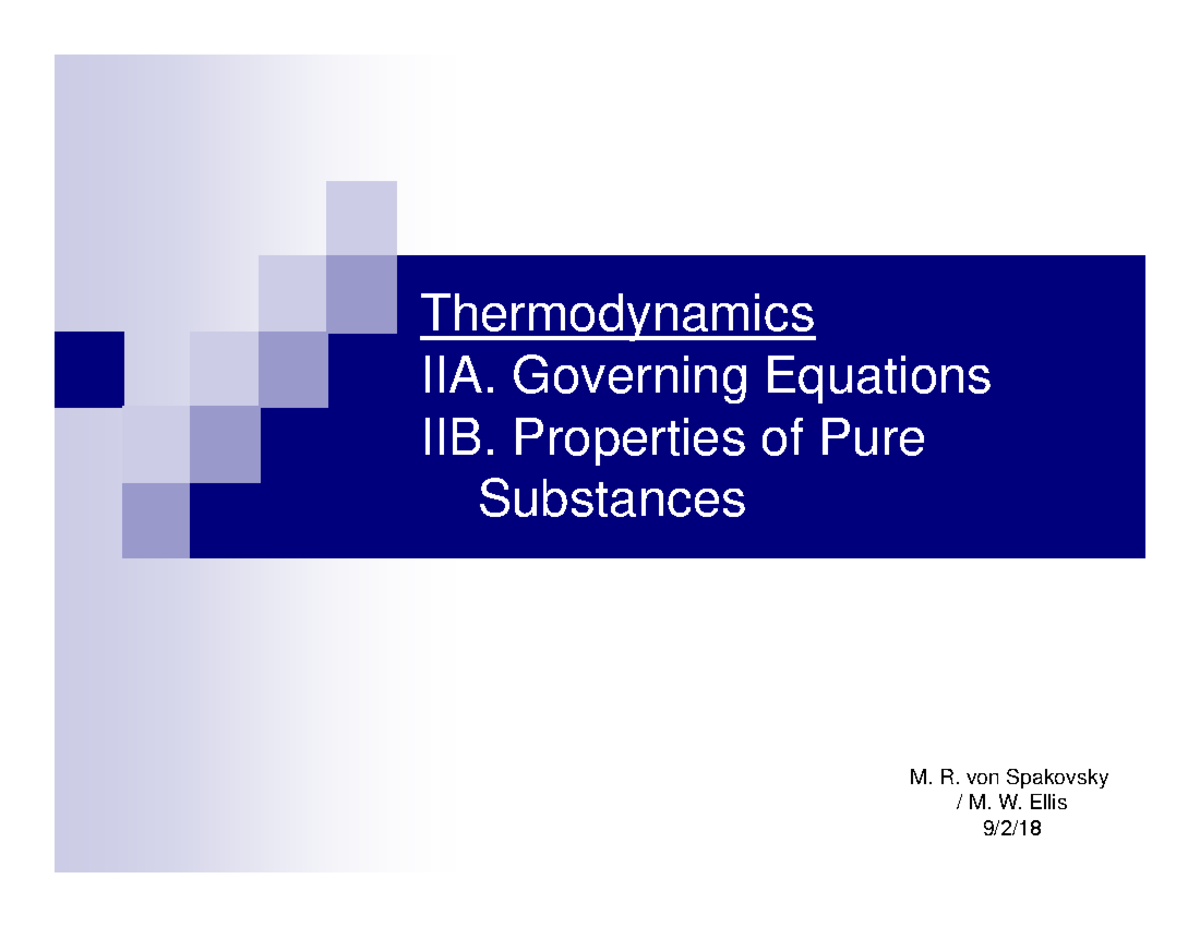 Me3124 Topic B - MRv S Sept. 3, 2019 - ThermodynamicsIIA. Governing ...