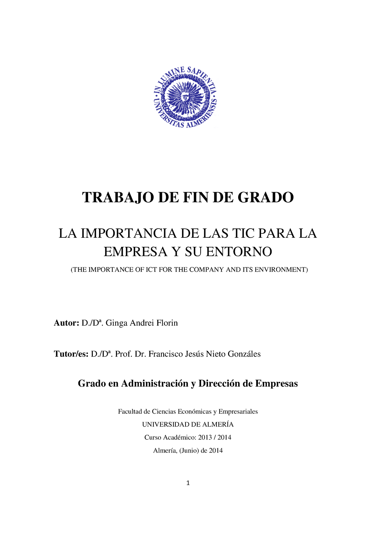 2252 Trabajo Fin De Grado - LA Importancia DE LAS TIC PARA LA Empresa Y ...