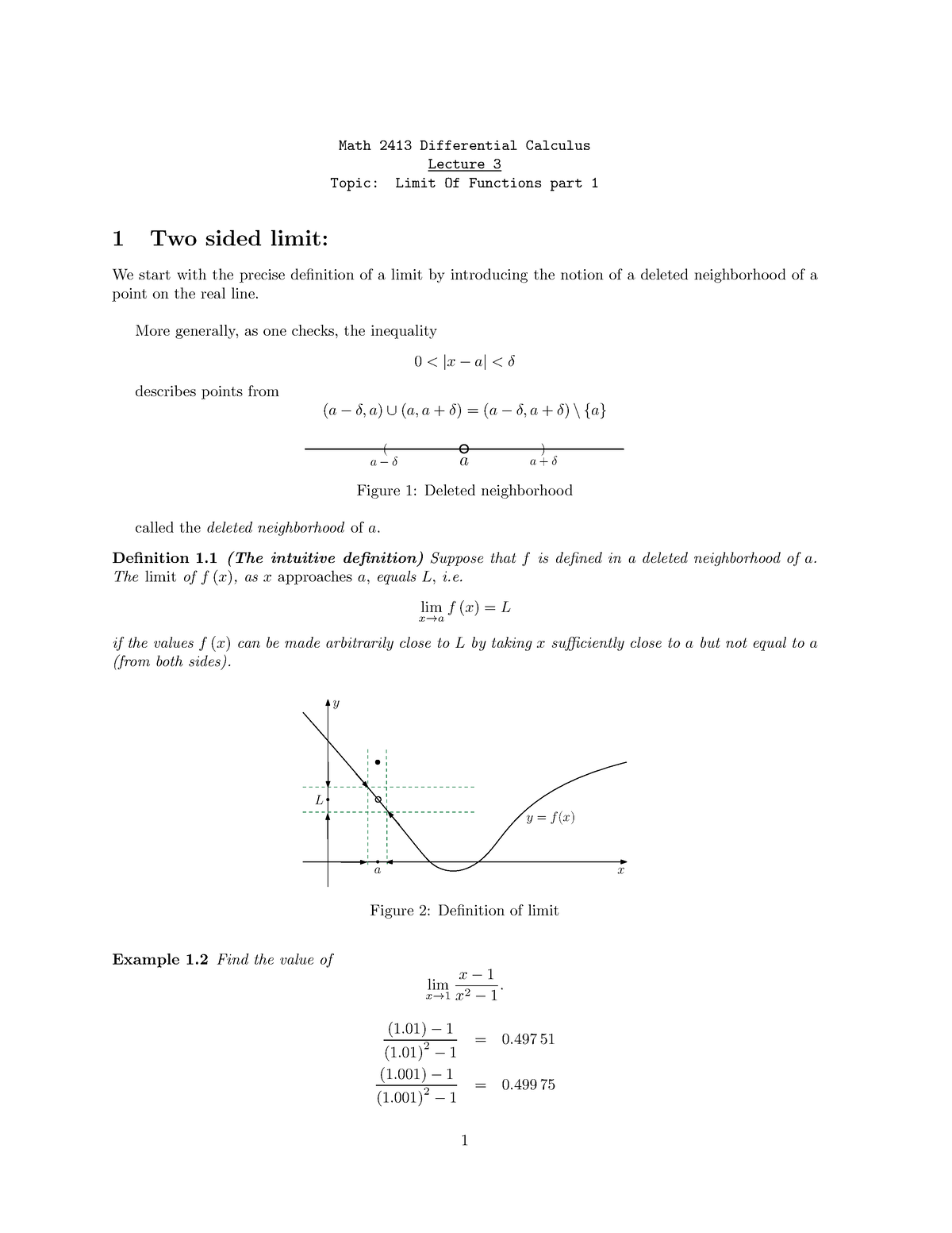 Calculus I and II Materials - Math 2413 Differential Calculus Lecture 3 ...