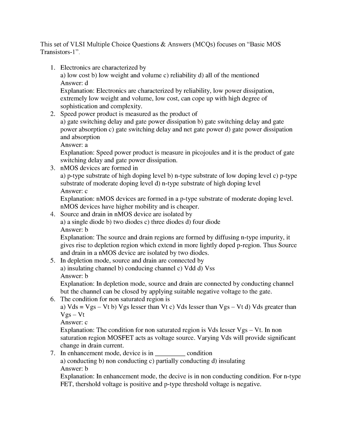 Scribd - This Set Of VLSI Multiple Choice Questions & Answers (MCQs ...