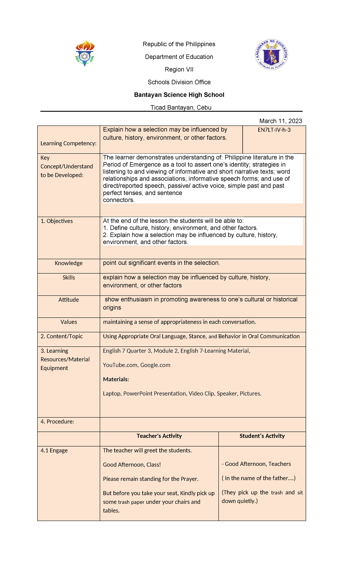 Lesson PLAN IN WPS Office - Republic of the Philippines Department of ...