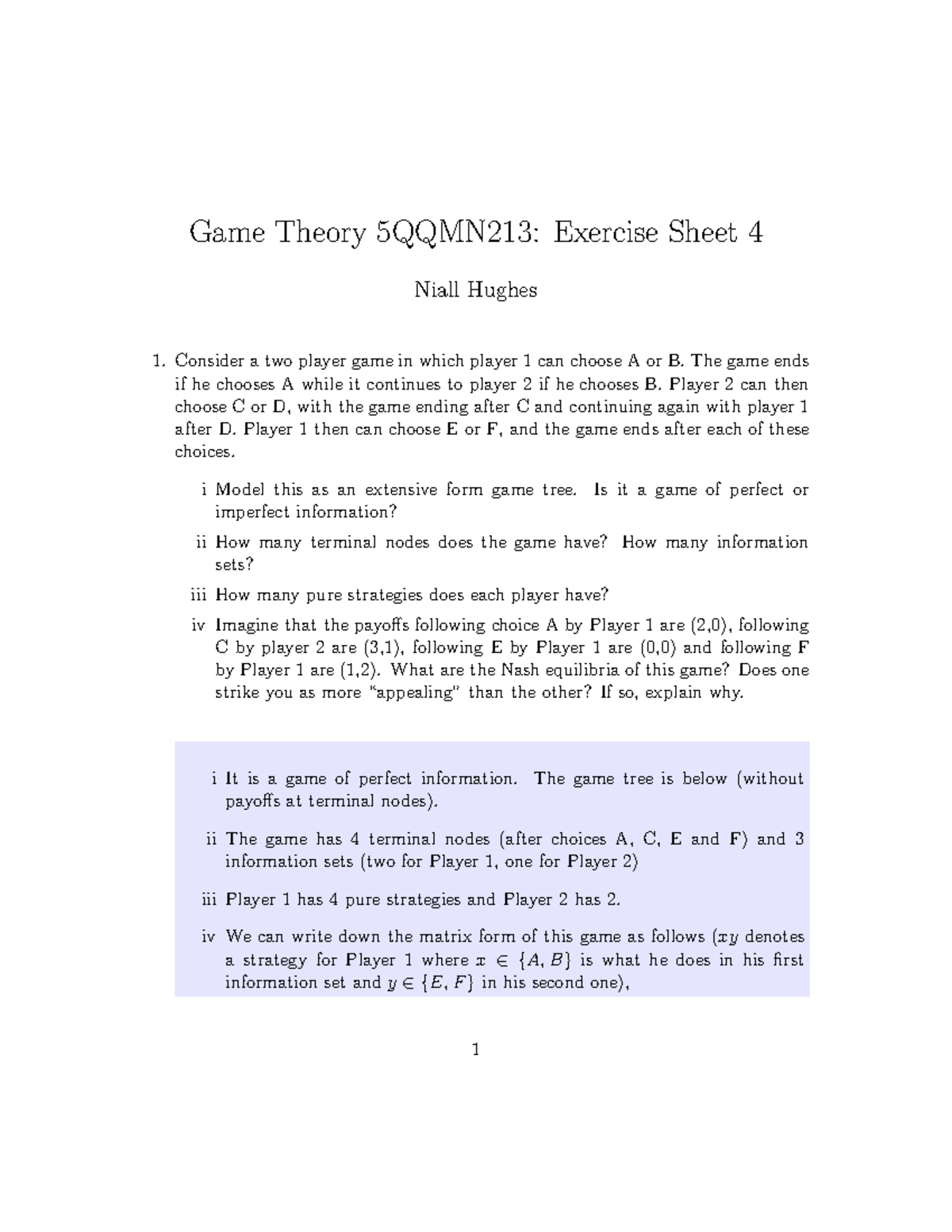 Game Theory – Tutorial 4 answers - Game Theory 5QQMN213: Exercise Sheet ...