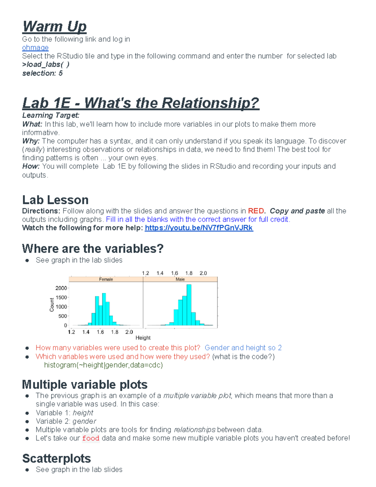 Copy of Lab 1E - What's the Relationship - Warm Up Go to the following ...