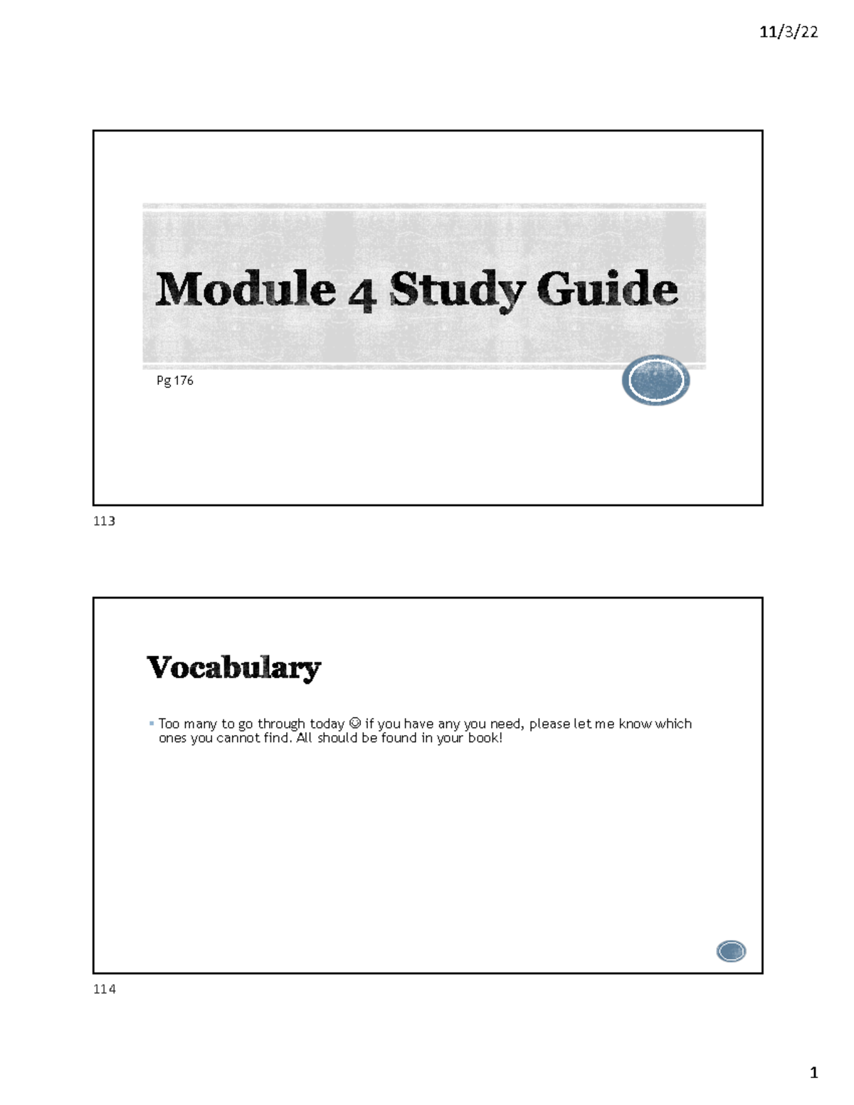 Module 4 Study Guide - Pg 176 113 ####### § Too Many To Go Through ...