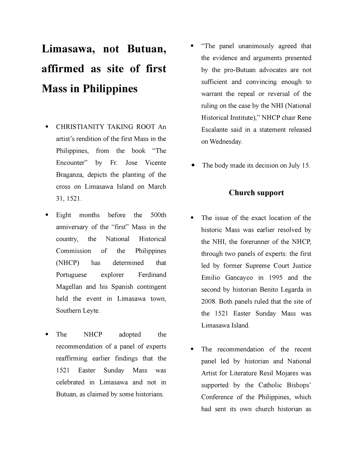 argumentative essay about first mass in the philippines