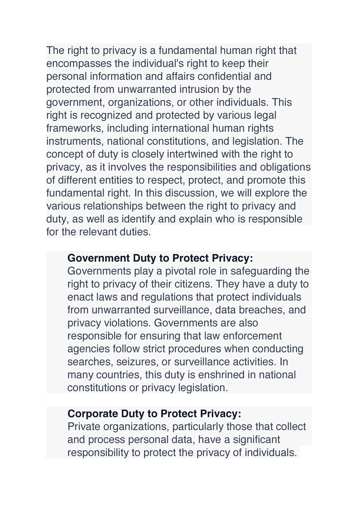 right to privacy assignment