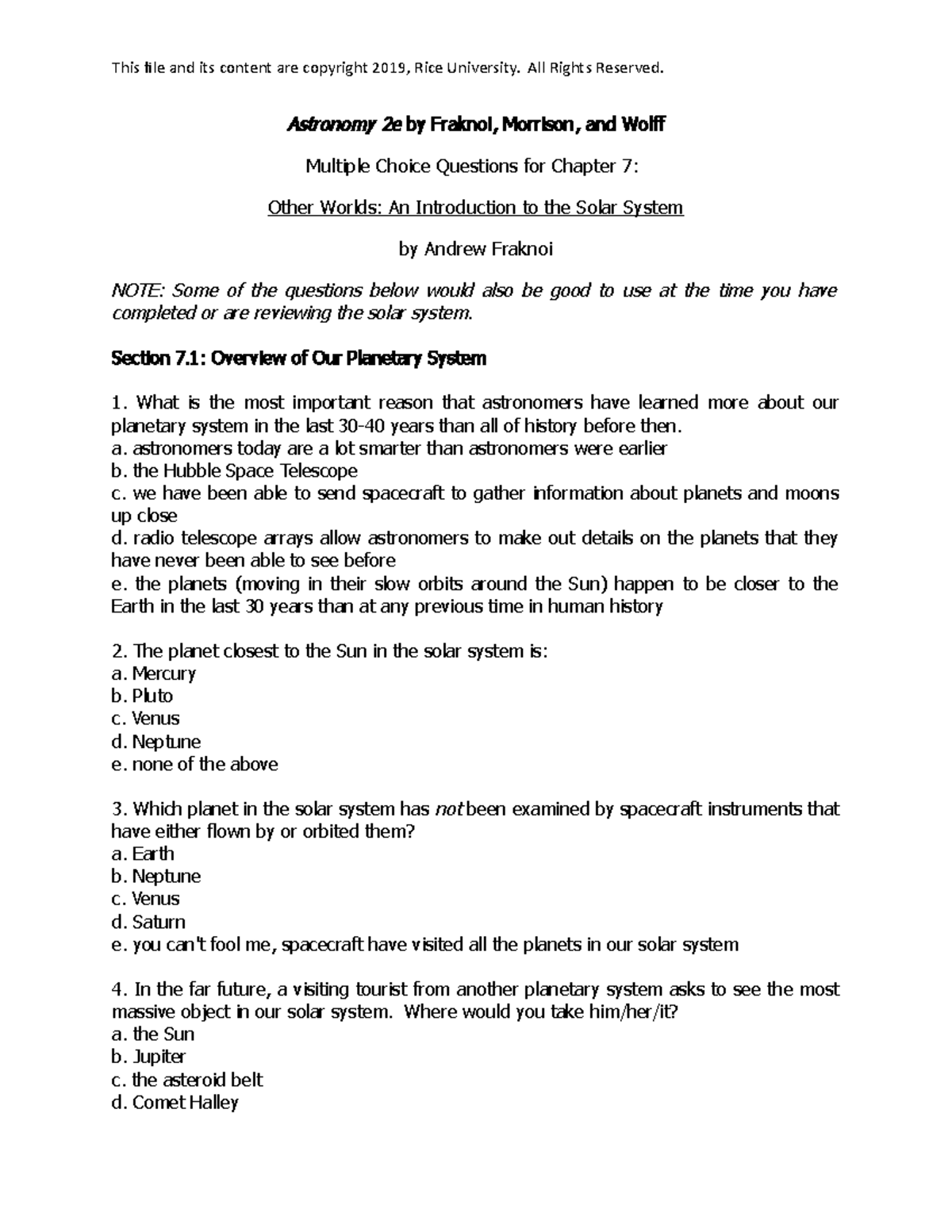 OS Astronomy 2e Test Bank Chapter 07 - Astronomy 2 E By Fraknoi ...