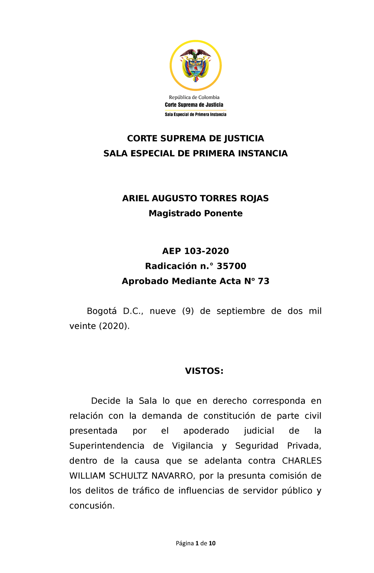 AEP103-2020(35700) - Sentencia - CORTE SUPREMA DE JUSTICIA SALA ...