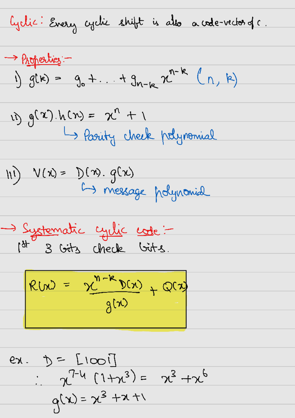 Cyclic-codes - Cyclic : Every cyclic shift is also a of c 1) g(k) go Cn ...