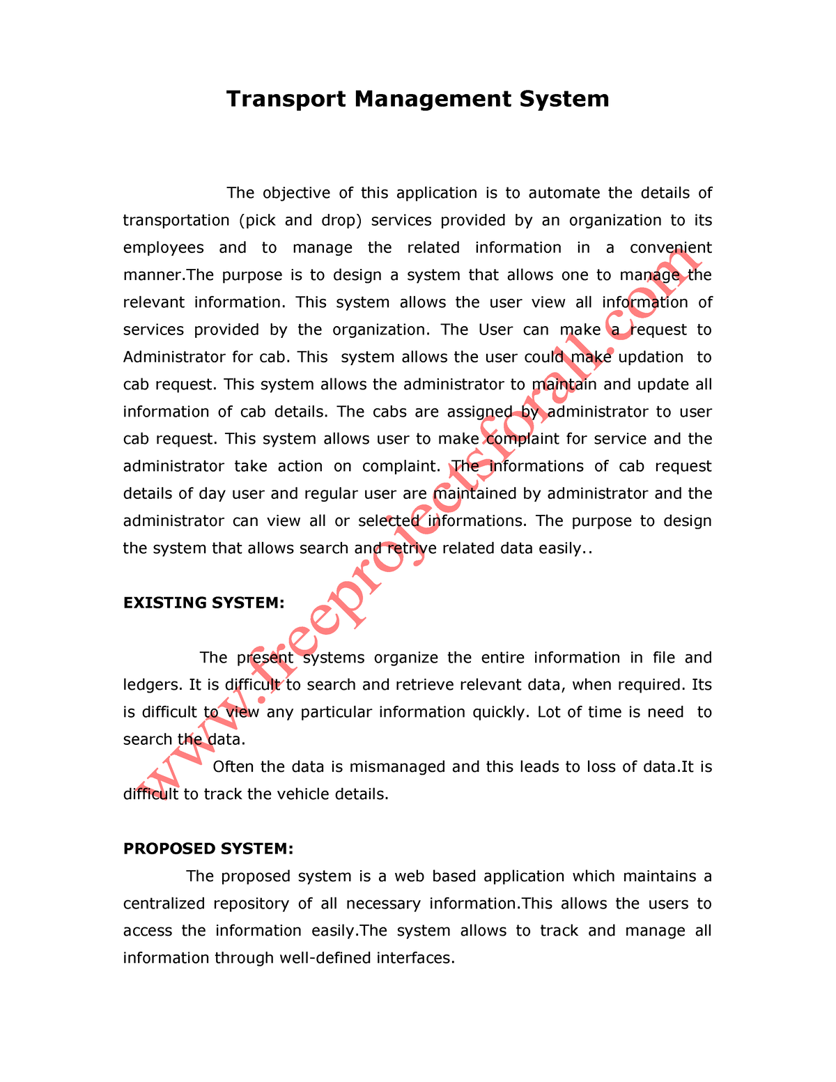 case study on transport management system